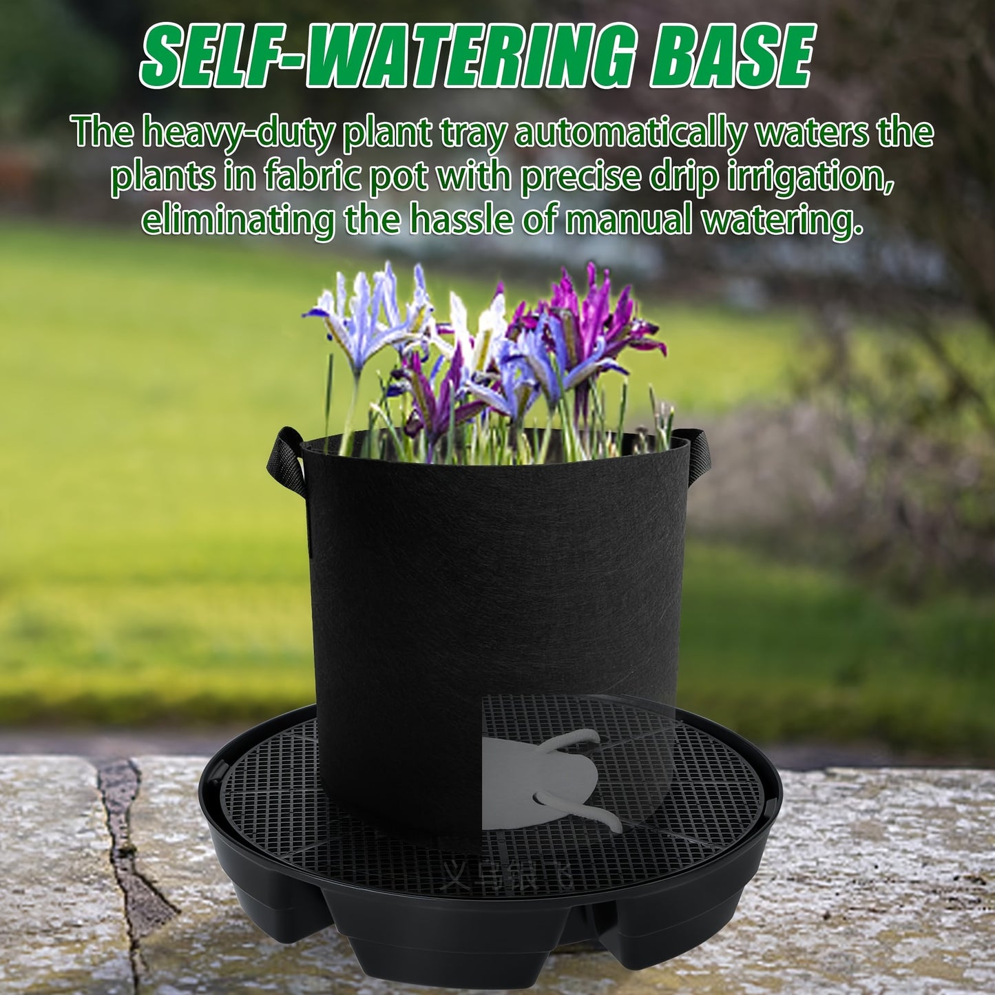 4-Pack Self-Watering Plant Trays with Grow Bag – Non-Woven Pot Base Set
