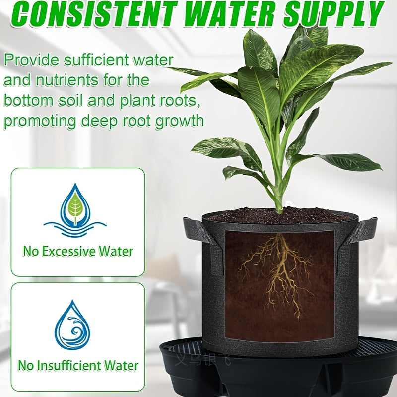 4-Pack Self-Watering Plant Trays with Grow Bag – Non-Woven Pot Base Set