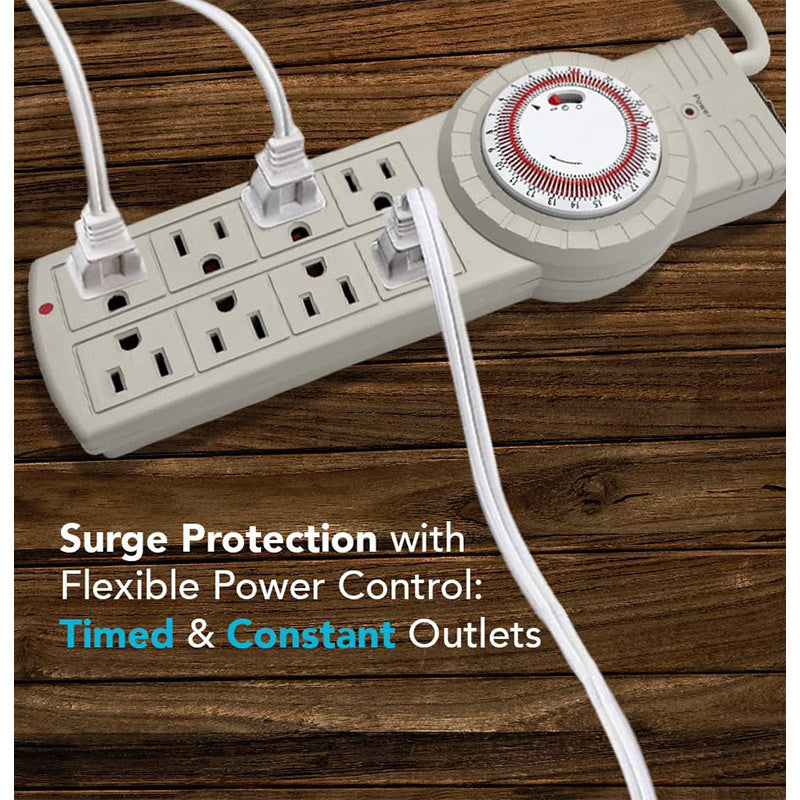 8-Outlet Surge Protector with Mechanical Timer