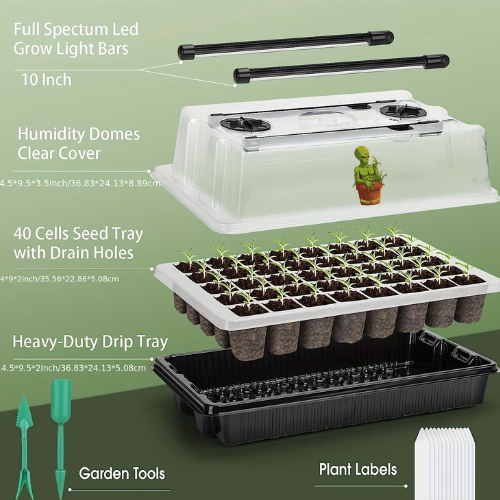 40-Cell Cannabis Seed Germination Kit with Grow Lights
