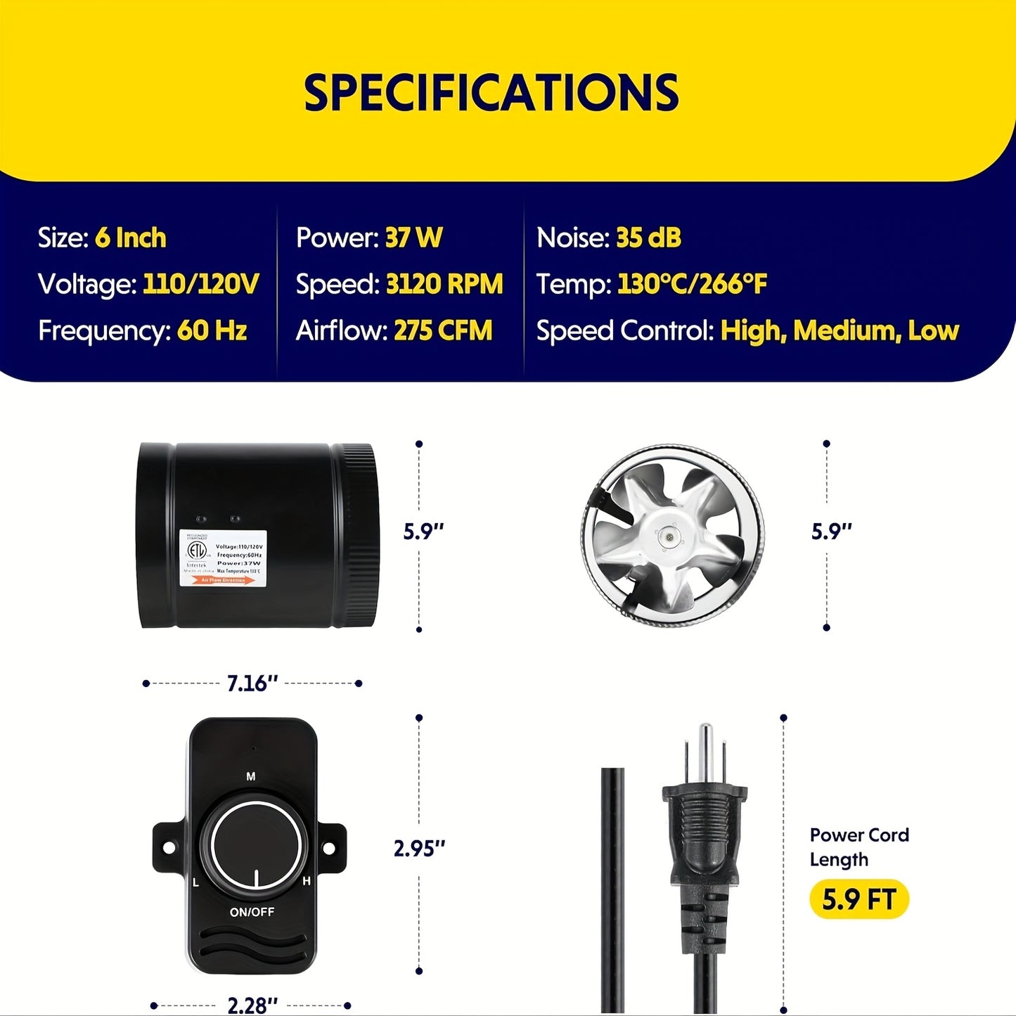 6" or 8" Duct Fan with Controller