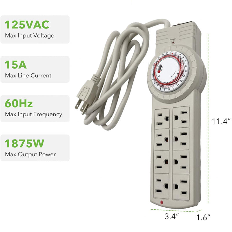 8-Outlet Surge Protector with Mechanical Timer