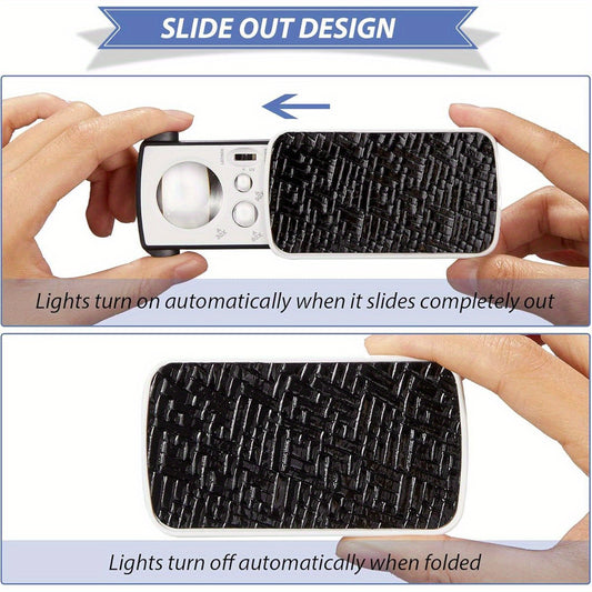 2pcs Illuminated Jeweler’s Loupe – 30X/60X/90X Magnifier with UV/LED