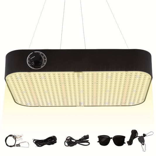 LED grow light with accessories on a white background