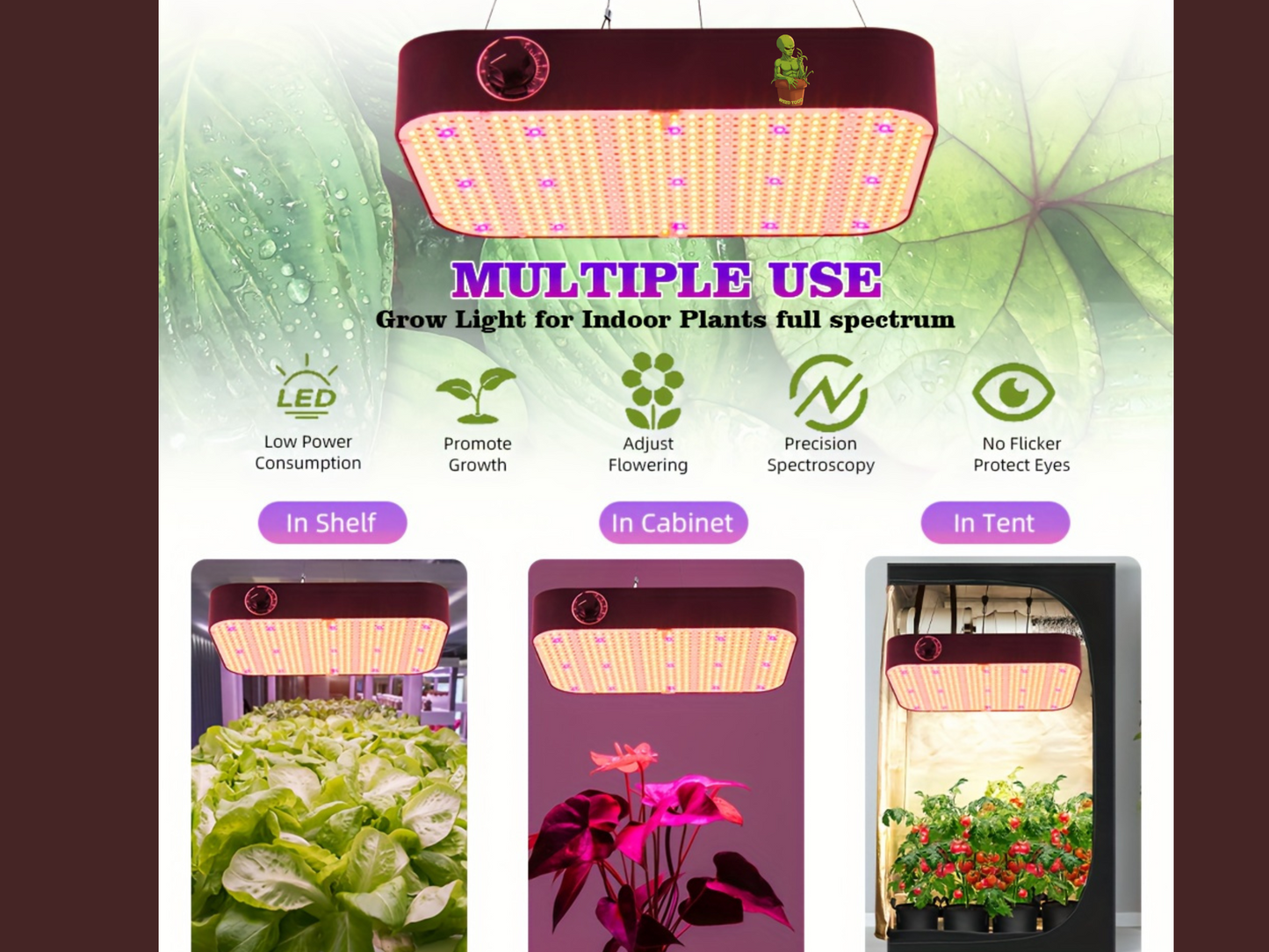 100W Dimmable Full Spectrum Grow Light UV/IR