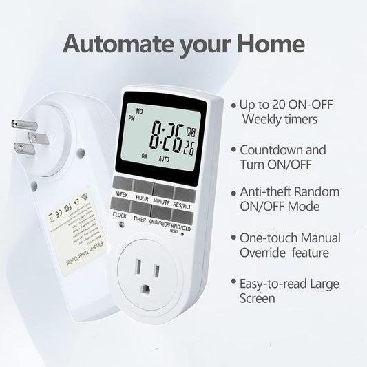 Programmable Digital Timer Socket with LCD – Smart Switch for Cultivating Appliances