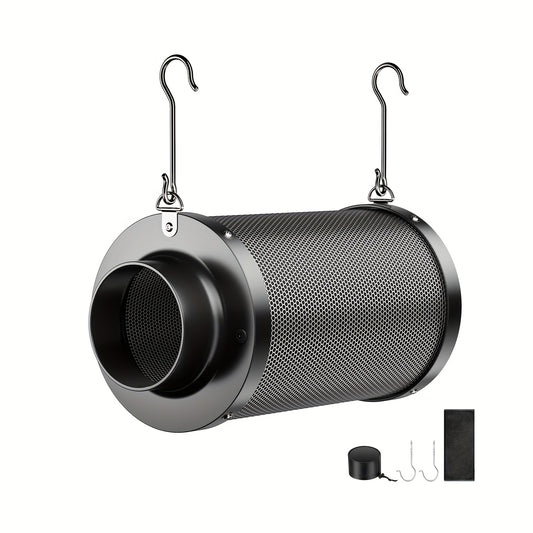 Black metal cylindrical diffuser with hooks on a white background